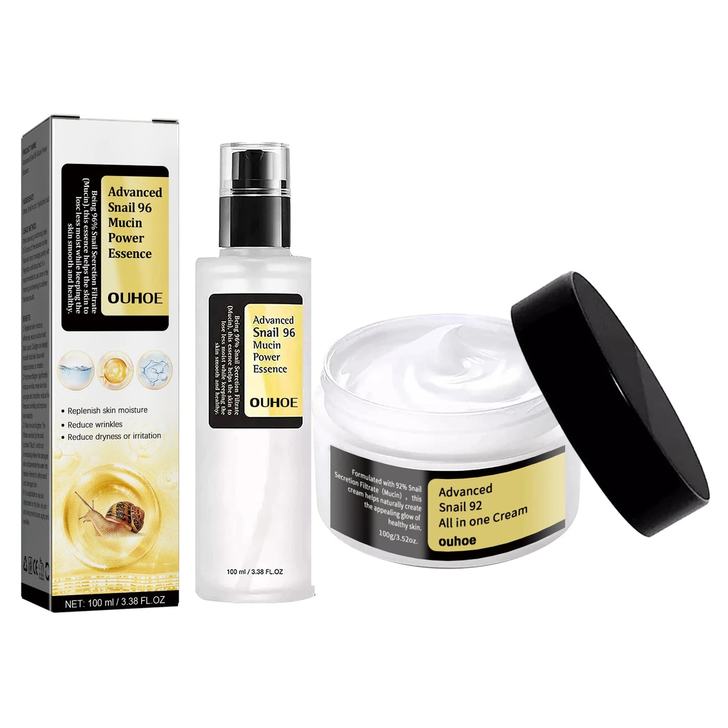 Anti-Wrinkle Snail Mucin Essence Face Cream Repairing Lift Firm Anti-Aging Fade Fine Lines Acne Treatment Brightening Skin Care